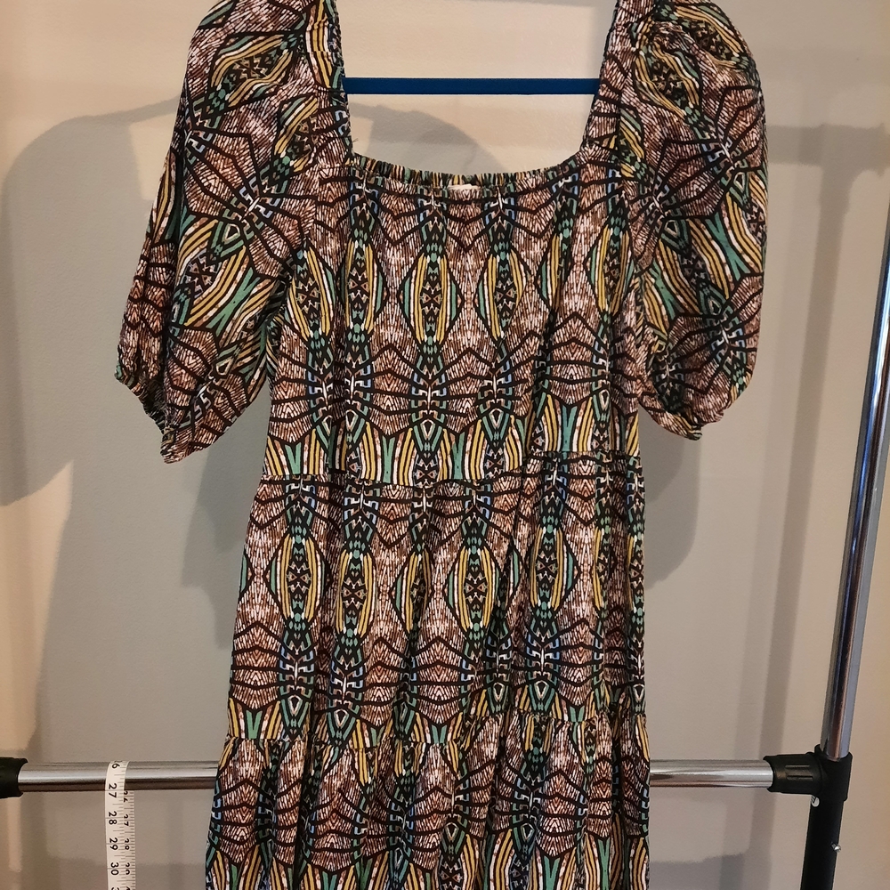 Cato Black and Brown Puff Sleeve Sundress
